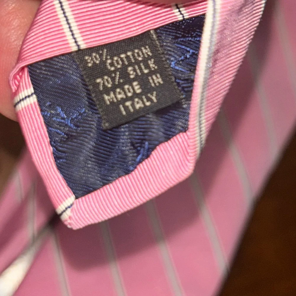 Jos. A. Bank Pink and White Striped Silk and cotton Tie NWT